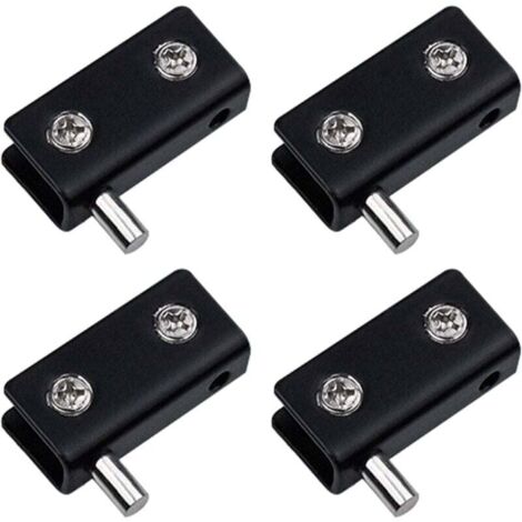 KZQ - Juego de 4 bisagras pivotantes para puertas de vidrio sin marco, de acero inoxidable negro, con pasador ajustable y kit de reemplazo para puertas de vidrio de 5-6 mm.
