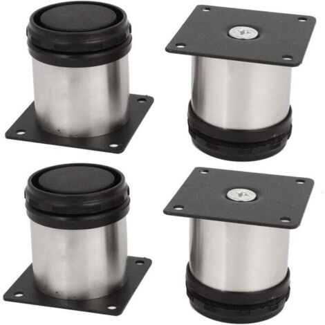 KZQ Juego de 4 patas para muebles de cocina de acero inoxidable – ajustables – redondas – 50 x 50 mm – con tornillos