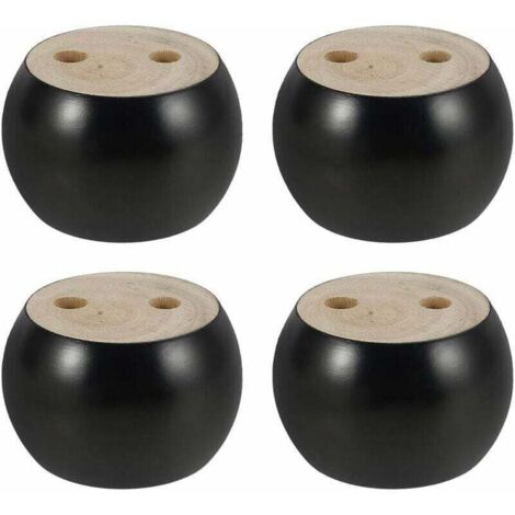 KZQ Juego de 4 patas redondas de madera para muebles, altura 5 cm, para sofá, cama, sillón, armario, con tornillos y cinta (negro)