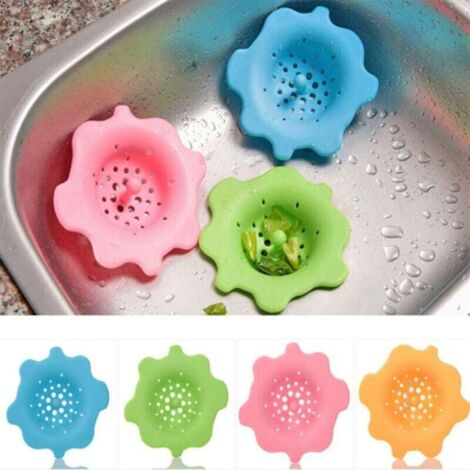 KZQ - Juego de 4 tapas de silicona para desagüe de suelo, desagüe portátil, colador de silicona, protector de desagüe para cocina y baño