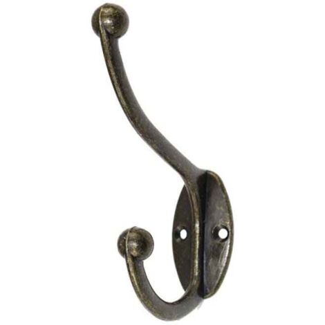 KZQ Juego de 5 ganchos de pared de hierro para abrigos, sombreros, toallas y ropa. Aspecto de bronce o latón antiguo. Estilo vintage o campestre. Incluye tornillos.