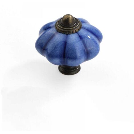 KZQ - Juego de 6 pomos de cerámica para gabinete, elegantes pomos para cajones, tiradores antiguos de calabaza para armarios de cocina, pomos redondos para puertas de muebles, color azul
