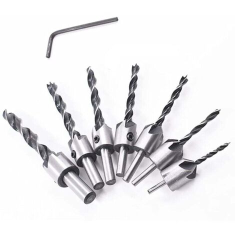 KZQ - Juego de 8 brocas para madera con avellanador, brocas avellanadoras, broca helicoidal para madera con ranura y orificio, para carpintería, juego de brocas (3-10 mm [3/4/5/6/7/8/10 mm])