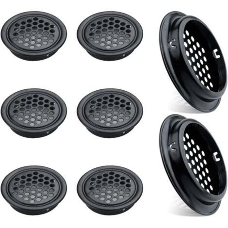 KZQ Juego de 8 rejillas de ventilación redondas de acero inoxidable para muebles de cocina, rejillas de ventilación de acero inoxidable (53 mm, negro)
