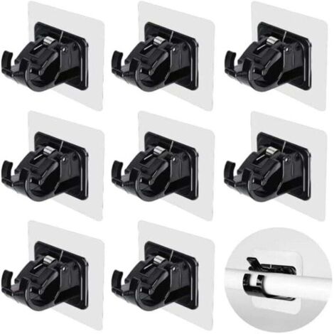 KZQ Juego de 8 soportes para barra de cortina, sin perforaciones, autoadhesivos, aptos para cocina, cortinas, baño y dormitorio.