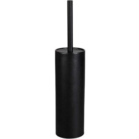 KZQ Juego de escobillero de cerámica para inodoro, incluye escobilla con cabezal de silicona, funda de plástico flexible, 9 x 39 cm, negro atemporal