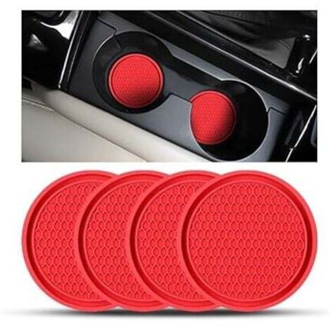 KZQ - Juego de posavasos universales de silicona antideslizante para coche, portavasos de PVC, posavasos gruesos de PVC, alfombrillas universales para tazas de coche (rojo)