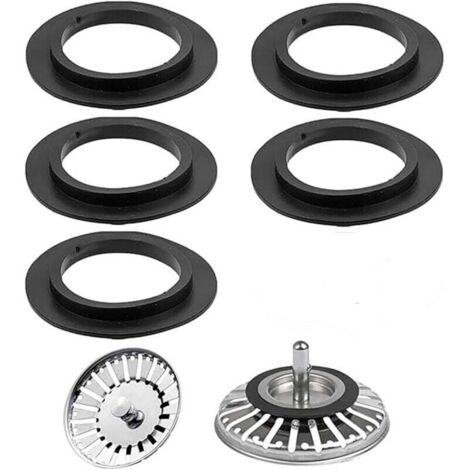 KZQ Juntas para tapón de fregadero, 5 piezas, junta de goma para fregadero, sello de tapón de fregadero, sellos de labio universales, sello de elastómero para cestas de filtro, tapón de válvula de