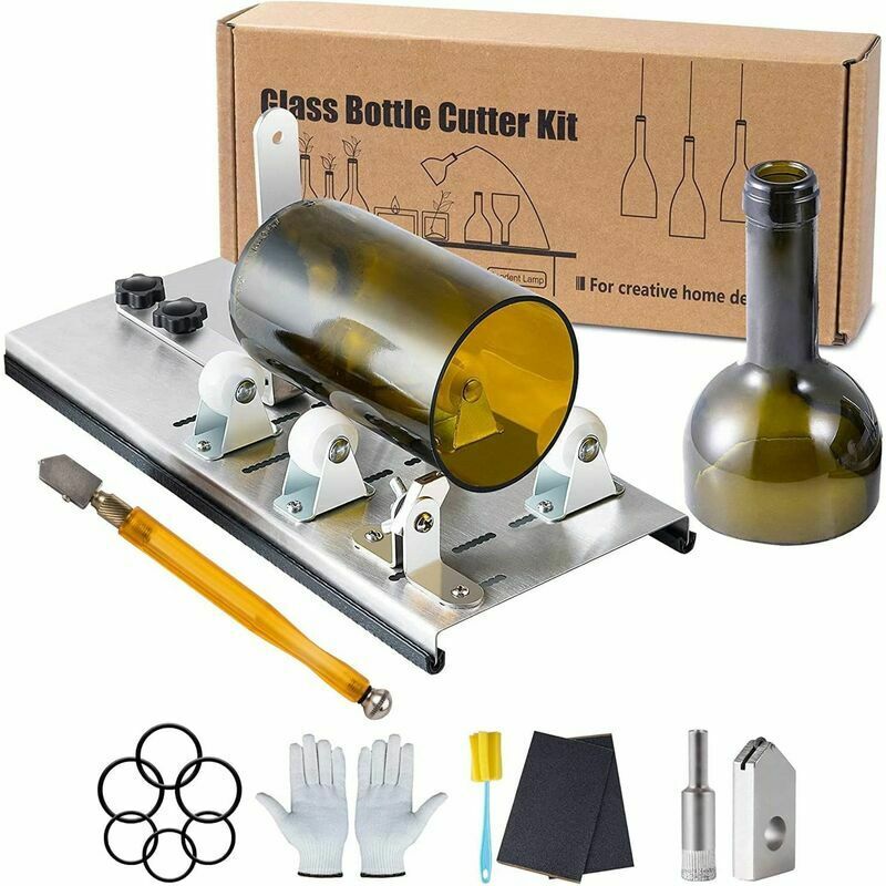 KZQ - Kit De Coupe Pour Bouteille En Verre Réglable Outil De Bricolage, Ensemble De Machine De Découpe En Acier Inoxydable Pour Vin Bière Alcool