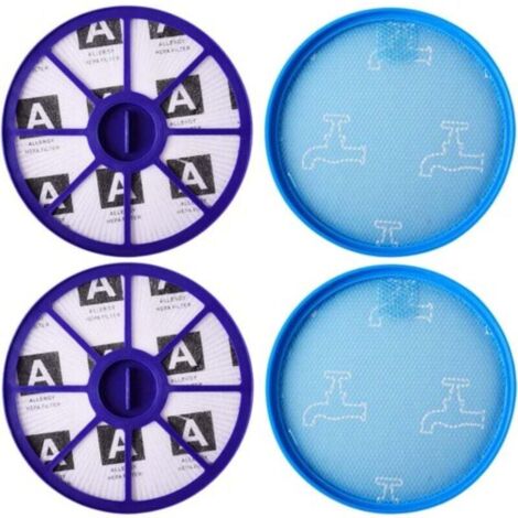 KZQ Kit de filtros HEPA delanteros y traseros para aspiradoras Dyson DC19, DC20 y DC21. Repuestos para filtros de motor superior e inferior (antes y después) - 2 unidades