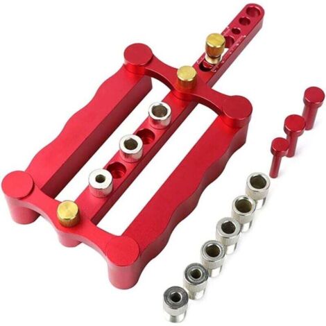 KZQ Kit de plantilla para taladrar madera - 6/8/10 mm - Herramienta de carpintería (Roja)