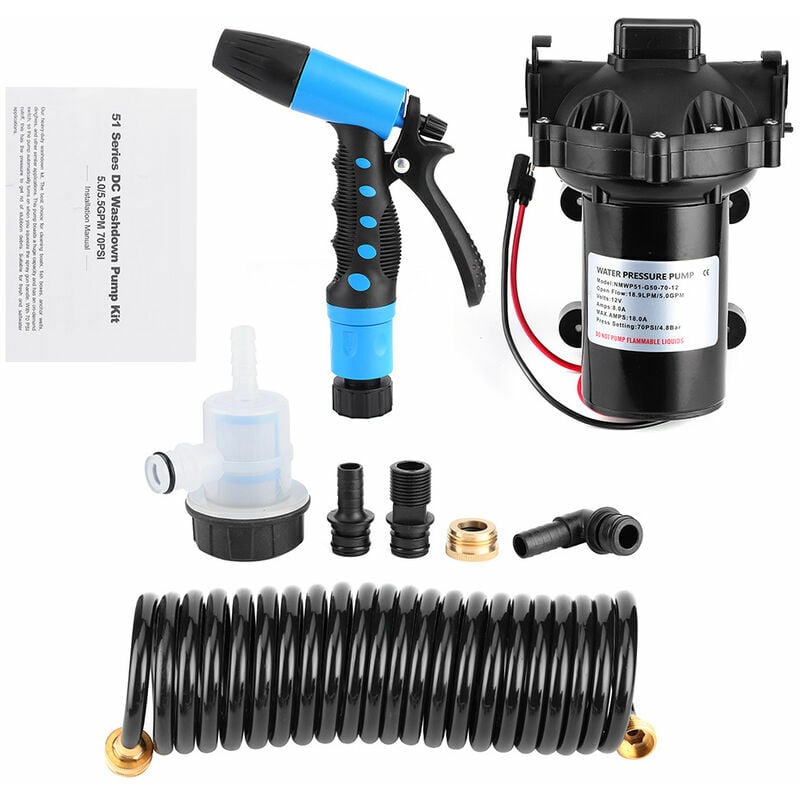KZQ - Kit de pompe de nettoyage de pont de lavage, débit d'eau de mer douce 12V 5.0 gpm pour bateau Rv Marine