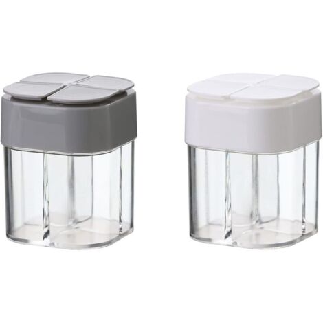 KZQ Kitchen Spice Box, contenitore per spezie trasparente, barattolo per spezie 4 in 1, shaker per spezie, bottiglia per spezie, scatola per spezie da cucina, barattoli per spezie per pepe, spezie, co