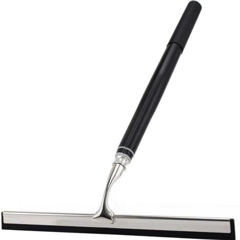 KZQ Limpiador de ducha, limpiador de baño, limpiador de ducha negro de 153 cm, limpiador de vidrio para ducha, baño, azulejos, espejo, ventana, cocina (negro y plateado)