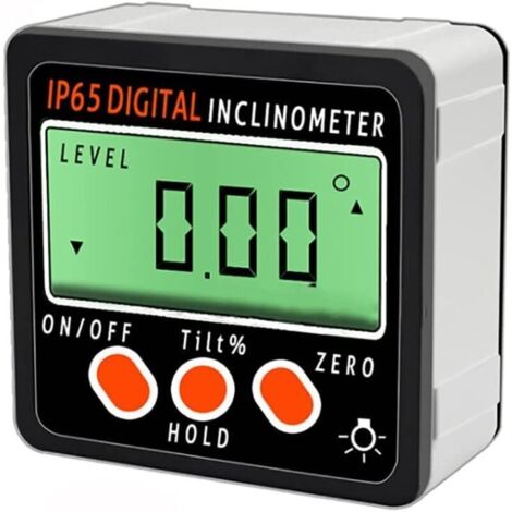 KZQ Livella digitale, goniometro, goniometro impermeabile IP65, inclinometro con base magnetica a V, 0-360 gradi