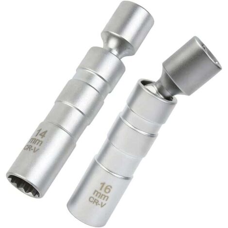 KZQ Llave de bujía de 16 mm/14 mm, llave de bujía magnética, llave de bujía de junta universal magnética para extraer bujías de automóviles, llave de bujía de 14 mm/16 mm
