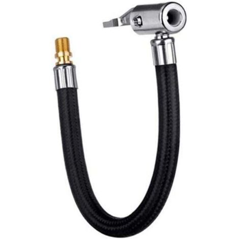 KZQ Mandril de neumático bloqueable de 30 cm con manguera de goma y válvula de neumático de rosca fina estándar, adaptador de manguera de bomba de inflado de neumáticos para conversión de torsión