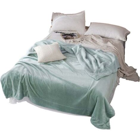 KZQ Manta gruesa, acogedora y suave, decorativa para todas las estaciones, ligera y reversible de forro polar para cama, sofá, viajes, camping y bebé (azul humo, 100 x 120 cm)