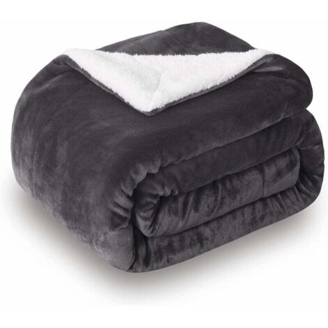 KZQ Manta polar Sherpa de doble cara, tamaño king, 70 x 100 cm, gris oscuro