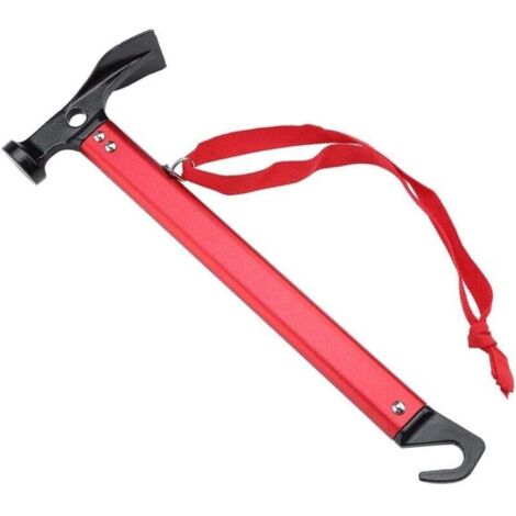 KZQ Martillo de aluminio para tienda de campaña, mazo de camping, herramienta ligera y multifuncional para senderismo, estaca de toldo.