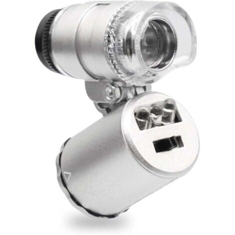 KZQ Microscopio LED mini 60X, microscopio de bolsillo mini 60X, microscopio de bolsillo mini, microscopio con lupa para joyero, lupa ajustable con luz ultravioleta