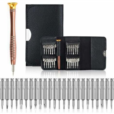 KZQ Mini 25-in-1 Präzisions-Schraubendreher-Set, Ledertasche, für iPhone, Telefon, Laptop, Uhr, Spielzeug, Brille, Schmuck