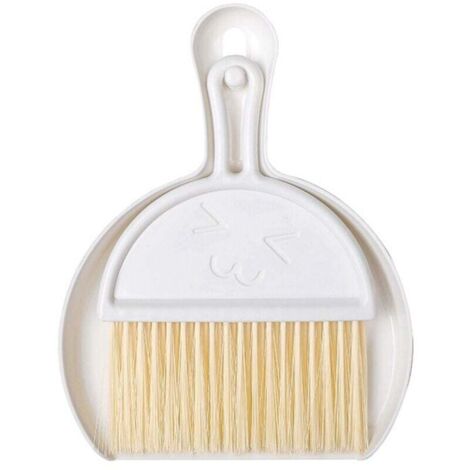 KZQ Mini recogedor y cepillo, mini cepillo multifunción de mesa, diseño de escoba y recogedor, juego de escoba y recogedor de plástico para colector de polvo (blanco)