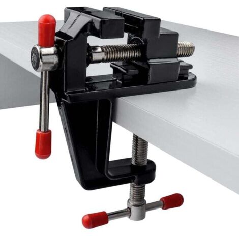 KZQ Mini tornillo de banco universal, micro tornillo de banco con mordaza ajustable, herramienta de fijación de banco de sujeción de aleación de aluminio para reparación de esculturas, modelismo y