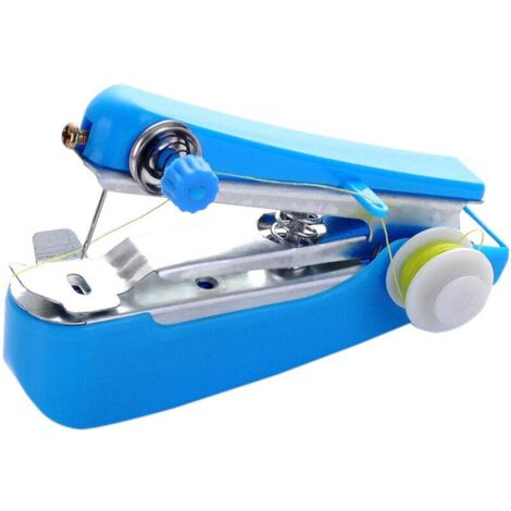 KZQ Minimáquina de coser manual portátil azul, herramienta práctica para trabajos de costura (11,5 × 7 × 4 cm)
