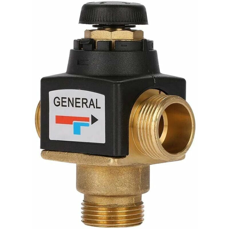 KZQ - Mitigeur thermostatique pour chauffe-eau solaire en laiton ¨¤ filetage male 3 voies DN20, mitigeur thermostatique
