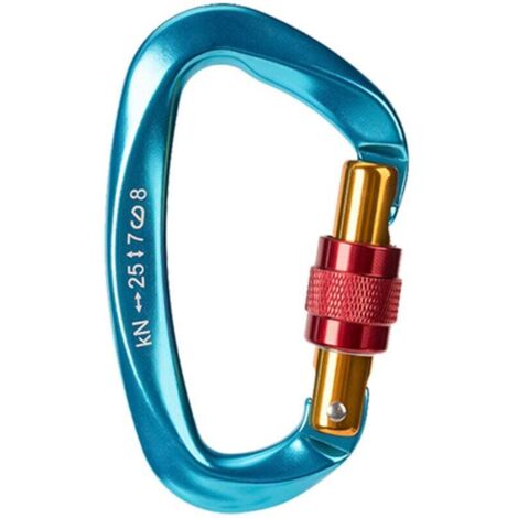 KZQ Mosquetones de seguridad, 2 piezas, 25 kN, resistentes, con cierre de rosca para escalada, en forma de D, para escalada al aire libre, camping, hamacas y correas para perros.
