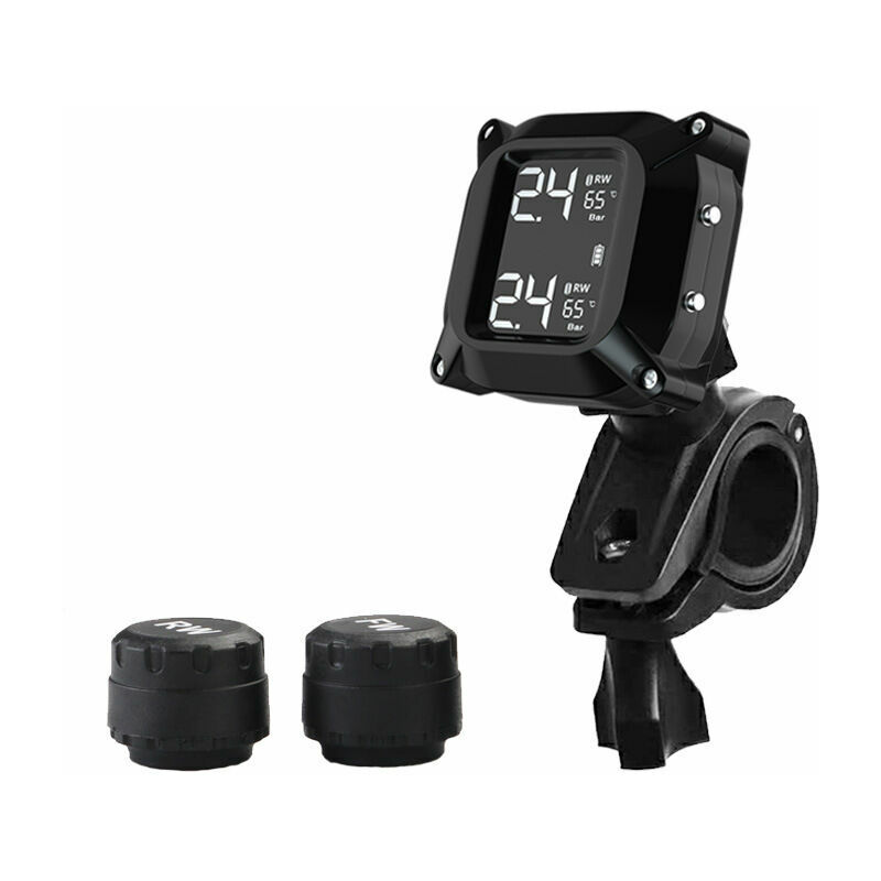 Motorcycle tpms Moto Système de Surveillance de la Pression des pneus avec 2 capteurs externes Écran lcd Système d'alarme de Voiture Anti-Off et