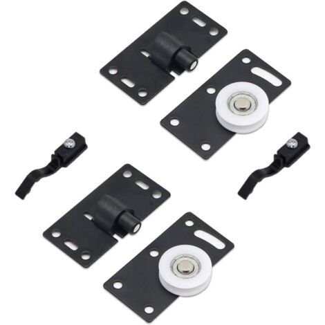 KZQ (Nero) 2 set di rulli per porte scorrevoli, ruote per mobili, set di ruote in nylon mute, per armadi, finestre e armadietti.