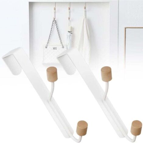 KZQ - Pack de ganchos dobles para abrigos, toallas y secador, sin taladros, para colgar sobre la puerta, baños, cocinas, abrigos y sombreros (blanco)