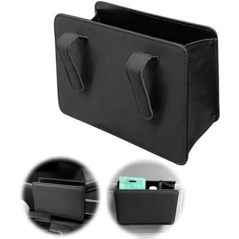 KZQ Papelera pequeña para coche - Cuero sintético impermeable de primera calidad - Portátil - Plegable - Accesorio interior (Negro)