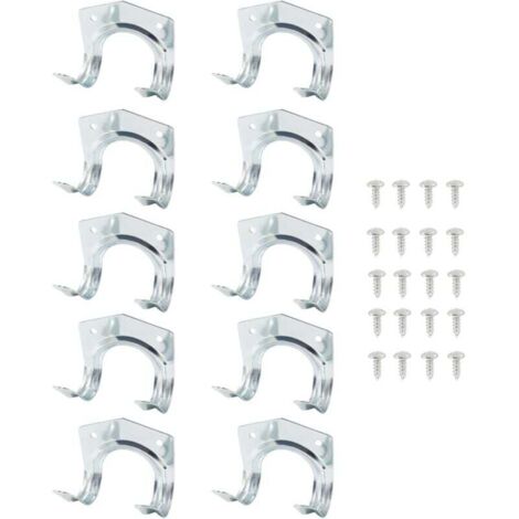 KZQ Paquete de 10 ganchos de almacenamiento de metal plateado para garaje, ganchos de pared utilitarios con tornillos para herramientas de jardín, bicicletas y escaleras.