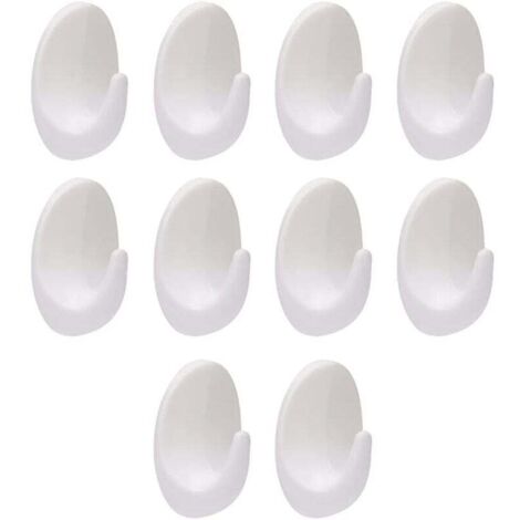 KZQ Paquete de 10 ganchos de pared ovalados de plástico multiusos para cocina, baño, oficina y armario.