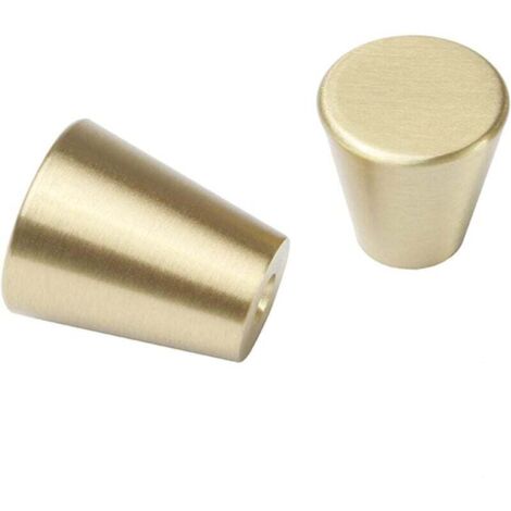 KZQ Paquete de 10 pomos de tocador de aleación de aluminio dorado, pomos cónicos para cajones, pomos de cobre para gabinetes, pomos de baño de latón macizo cepillado.