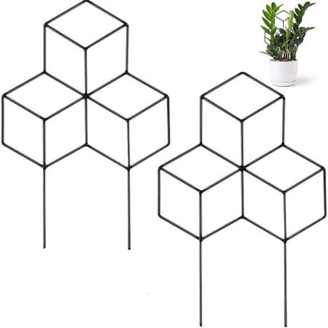 KZQ - Paquete de 2 enrejados metálicos apilables para plantas trepadoras en maceta, 30 x 45 cm, para uso en interiores y exteriores (cuadrados)