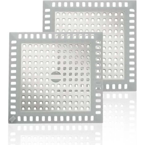 KZQ Paquete de 2 filtros de ducha, protectores de desagüe para fregadero, tapas cuadradas de acero inoxidable, filtro universal para baño, bañera y cocina (plateado)