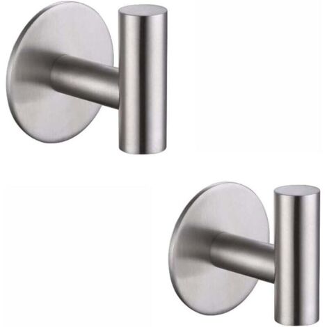 KZQ Paquete de 2 perchas resistentes de acero inoxidable sin clavos para baño, cocina, sala de estar, garaje, hotel, ganchos impermeables para toallas (plateados, 5 x 5,5 x 5,2 cm)
