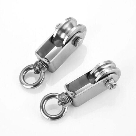 KZQ Paquete de 2 poleas giratorias de acero inoxidable 201, rodamiento doble, extraíbles, rotación de 360 grados, rueda de tracción resistente (8,7 cm)