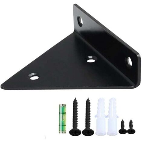 KZQ Paquete de 2 soportes triangulares resistentes para estantes, soportes de esquina negros para sala de estar, cocina, balcón y dormitorio (80 mm x 100 mm)
