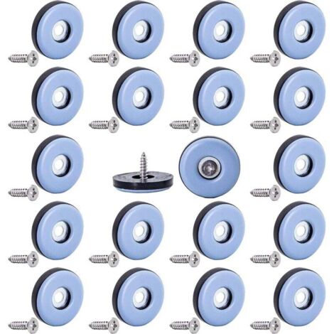 KZQ Paquete de 20 deslizadores de teflón de 22 mm para patas de sillas, protectores de suelo, deslizadores móviles de PTFE con tornillos para suelos de alfombra, baldosas y madera.