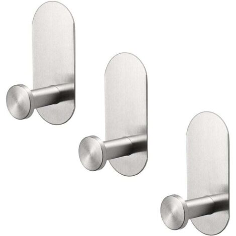 KZQ Paquete de 3 ganchos adhesivos resistentes para toallas y batas, de acero inoxidable, impermeables, para ducha, sin necesidad de taladrar, para colgar en la pared, para baño, cocina y oficina