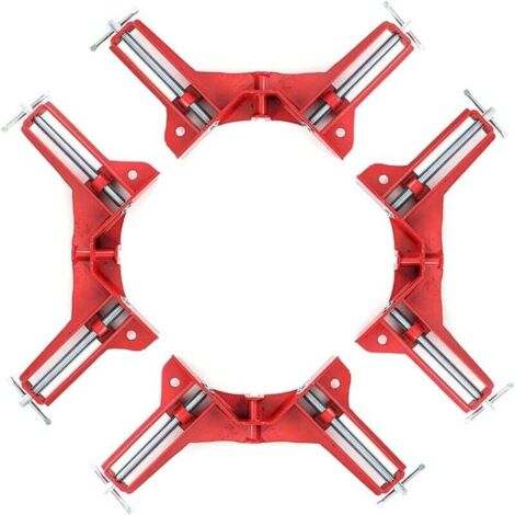 KZQ Paquete de 4 abrazaderas de ángulo recto de 90 grados con mordazas ajustables: soporte multiusos para vidrio, ideal para estanterías de carpintería y gabinetes de soldadura.