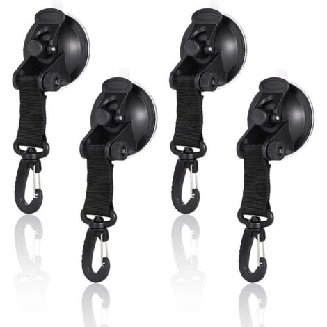 KZQ - Paquete de 4 anclajes con ventosas, ventosas resistentes con gancho de tensión, toldo con ventosa para tiendas de campaña laterales de coche, accesorios para lonas de camping