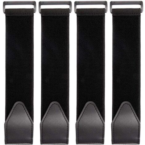 KZQ - Paquete de 4 bandas elásticas negras con hebilla invertida, correas para equipaje, diversas correas de sujeción, aptas para colchonetas de yoga, tubos y equipaje