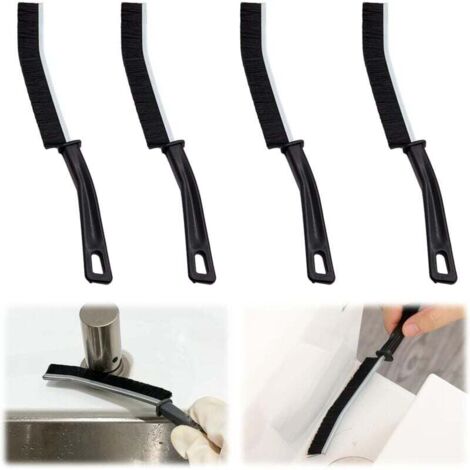 KZQ Paquete de 4 cepillos para limpiar grietas - Cepillo multiusos - Limpieza de grietas - Cepillos de cerdas rígidas con mangos largos para cocina, baño y espacios