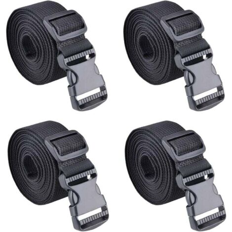 KZQ - Paquete de 4 correas de trinquete de plástico de 25 mm con hebilla de liberación rápida para equipaje y teléfonos móviles (negro, 25 mm, 1 m)